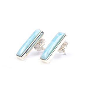 RECTO SILVER LARIMAR EARRINGS