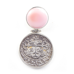 MONEDA SILVER PINK SEA SHELL ROUND PENDANT