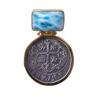 MONEDA DT/PT LARIMAR SQUARE PENDANT