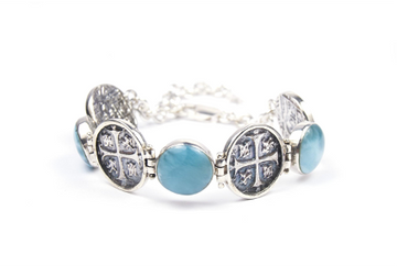 MONEDA SILVER LARIMAR ROUND BRACELET