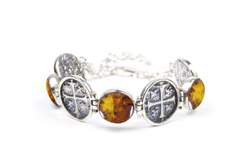 MONEDA SILVER AMBER ROUND BRACELET