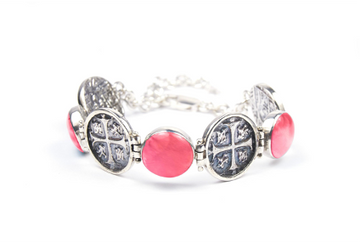 MONEDA SILVER PINK SEA SHELL ROUND BRACELET