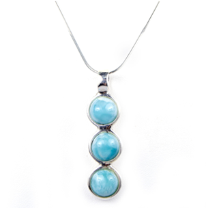 TRIO REDONDO SILVER LARIMAR NECKLACE