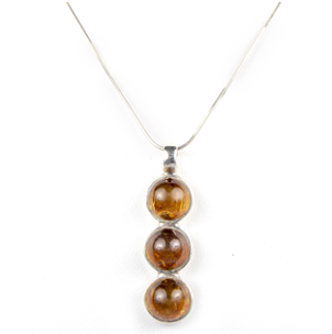 TRIO REDONDO SILVER AMBER NECKLACE