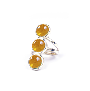 TRIO REDONDO SILVER AMBER RING