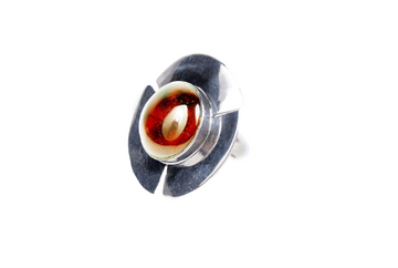 ELICE SILVER AMBER RING