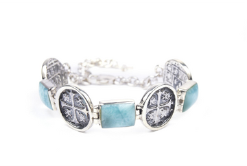 MONEDA SILVER LARIMAR SQUARE BRACELET