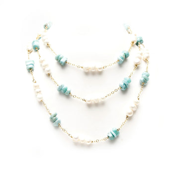 MAMMA MIA DORATO LARIMAR AND PEARL NECKLACE