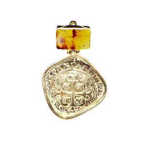 MONEDA DORATO  IRREGULAR AMBER SQUARE PENDANT