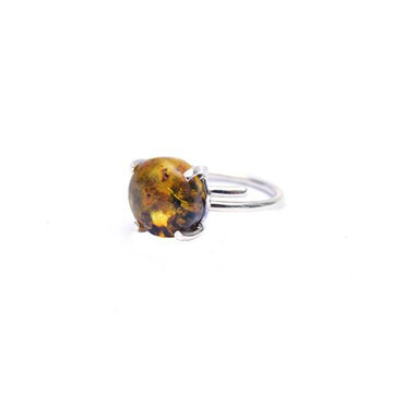 GANCHO SILVER AMBER RING