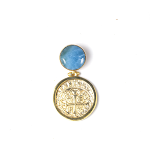 MONEDA DORATO LARIMAR ROUND PENDANT