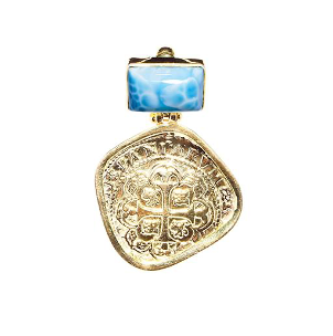 MONEDA DORATO IRREGULAR LARIMAR SQUARE PENDANT