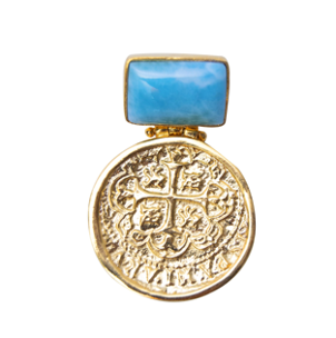 MONEDA DORATO LARIMAR SQUARE PENDANT