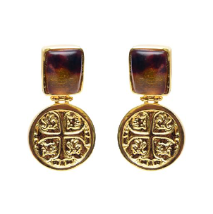 MONEDA DORATO AMBER SQUARE EARRINGS