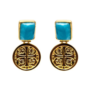 MONEDA DORATO LARIMAR SQUARE EARRINGS