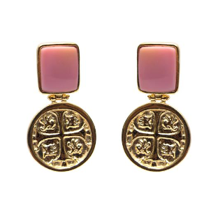 MONEDA DORATO PINK SEA SHELL SQUARE EARRINGS