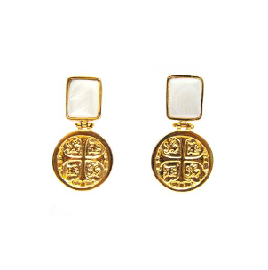 MONEDA DORATO MOTHER PEARL SQUARE EARRINGS