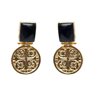 MONEDA DORATO COW HORN SQUARE EARRINGS