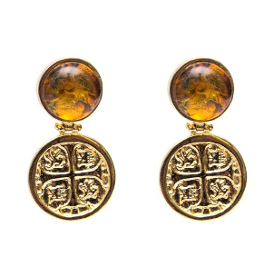 MONEDA DORATO AMBER ROUND EARRINGS