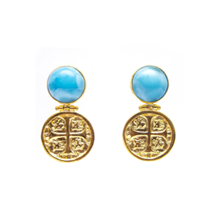 MONEDA DORATO LARIMAR ROUND EARRINGS