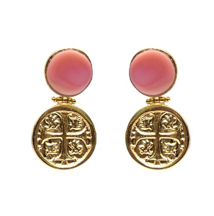 MONEDA DORATO PINK SEA SHELL ROUND EARRINGS