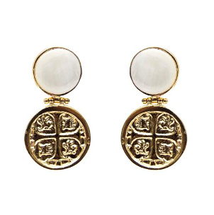 MONEDA DORATO MOTHER PEARL ROUND EARRINGS