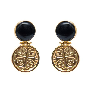 MONEDA DORATO COW HORN ROUND EARRINGS