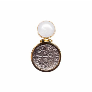 MONEDA DT/PT MOTHER PEARL ROUND PENDANT