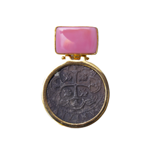 MONEDA DT/PT PINK SEA SHELL  SQUARE PENDANT