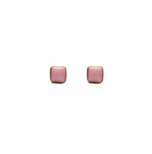 MINI SQUARE DORATO PINK SEA SHELL EARRINGS