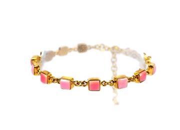 MINI SQUARE DORATO PINK SEA SHELL BRACELET