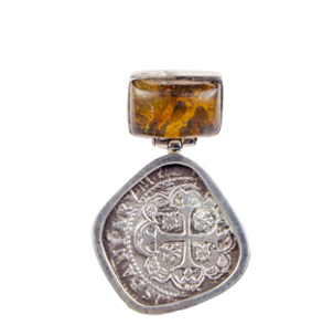 MONEDA SILVER AMBER SQUARE PENDANT 35090