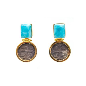 MONEDA DT/PT LARIMAR SQUARE EARRINGS