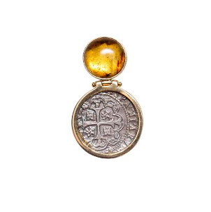 MONEDA DT/PT AMBER ROUND PENDANT