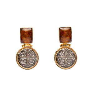 MONEDA DT/PT AMBER SQUARE EARRINGS