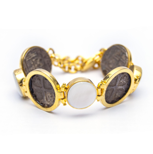 MONEDA DT/PT MOTHER PEARL  ROUND BRACELET