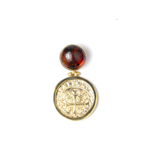 MONEDA DORATO AMBER ROUND PENDANT