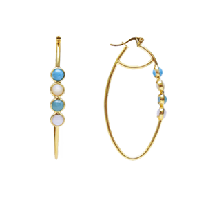 HOOPS DORATO LARIMAR AND MOTHER PEARL EARRINGS