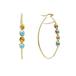 HOOPS DORATO LARIMAR AND AMBER  EARRINGS