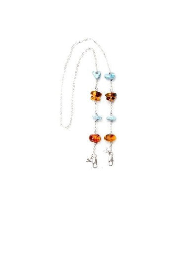 SILVER PLATED FACE MASK / GLASSES LARIMAR AND AMBER HOLDER