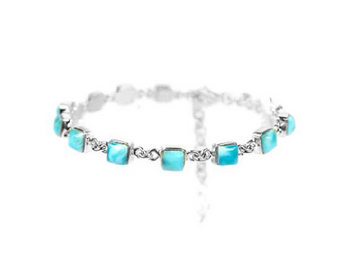 MINI SQUARE SILVER LARIMAR BRACELET