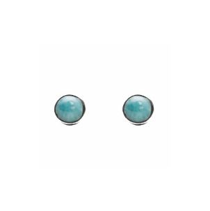 MINI ROUND SILVER LARIMAR EARRINGS