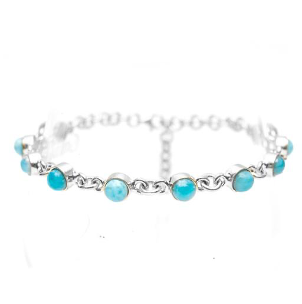 MINI ROUND SILVER LARIMAR BRACELET