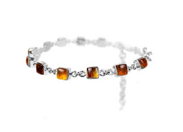 MINI SQUARE SILVER AMBER BRACELET