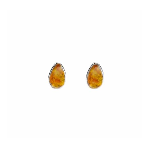 MINI DROPS SILVER AMBER EARRINGS