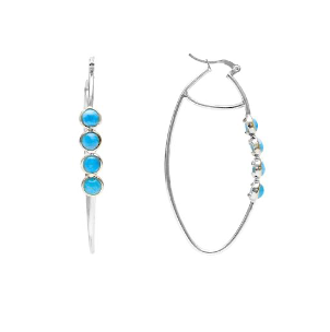 SILVER LARIMAR HOOPS